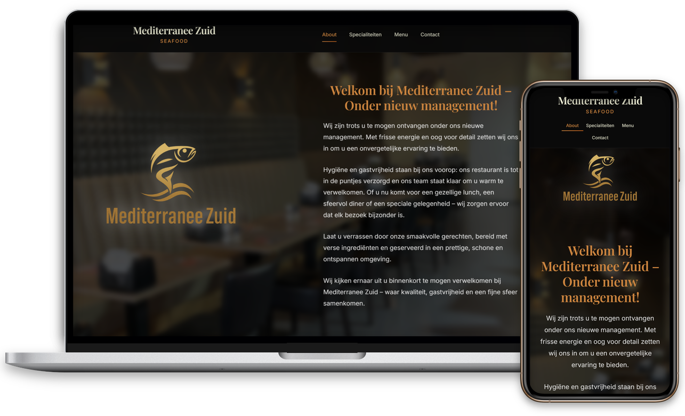 Mediterranee Zuid website shown on a laptop and phone
